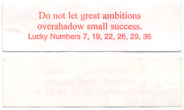 Do not let great ambitions overshadow small success. Lucky Numbers 7, 19, 22, 26, 29, 36