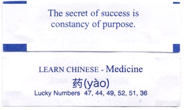 The secret of success is constancy of purpose. Learn Chinese - Medicine - yao. Lucky Numbers 47, 44, 49, 52, 51, 36